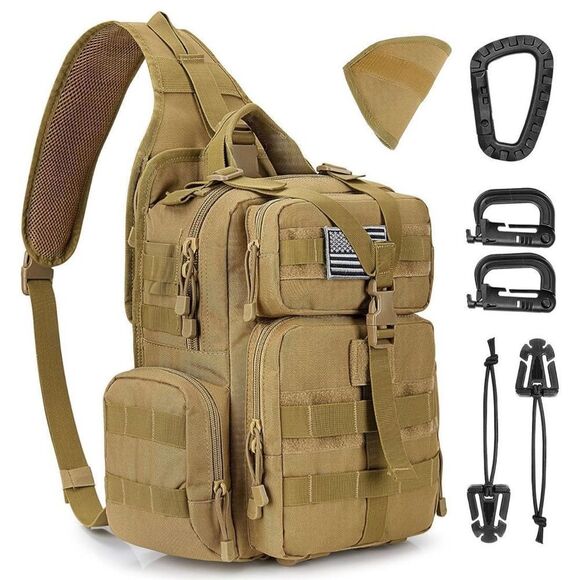 Tactical EDC Sling Bag Backpack with Pistol Holster Military Shoulder Backpack - Picture 1 of 11